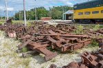 Railroad spare parts laying on the track